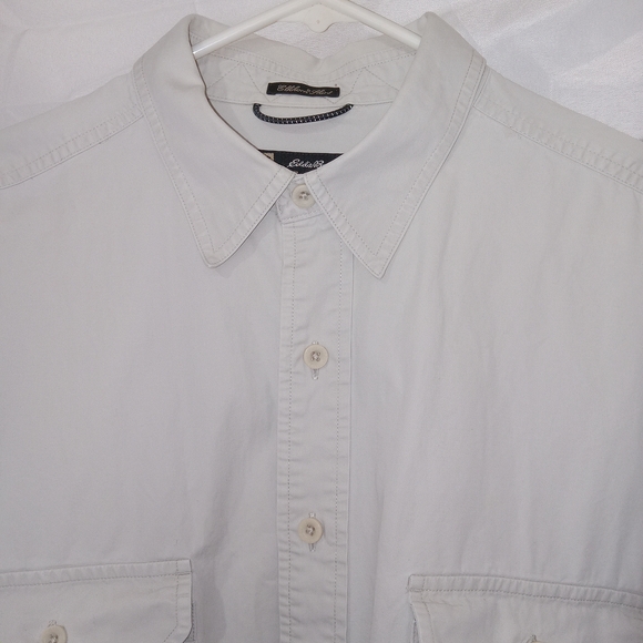 Vintage Eddie Bauer Legend Elkhorn Shirt Button Up Long Sleeve XLT Light Beige - Picture 5 of 11
